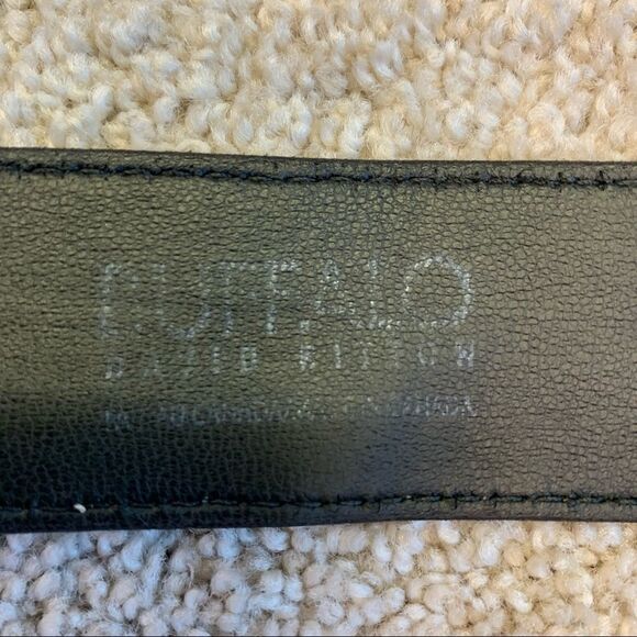 𝅺BUFFALO David Bitton green yellow Rhinestone Gem Embellished brown leather belt - Picture 4 of 9